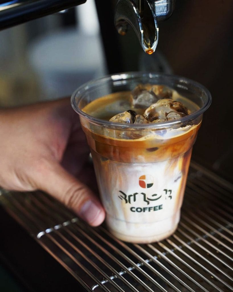 Sulok Coffee iced latte with espresso pour